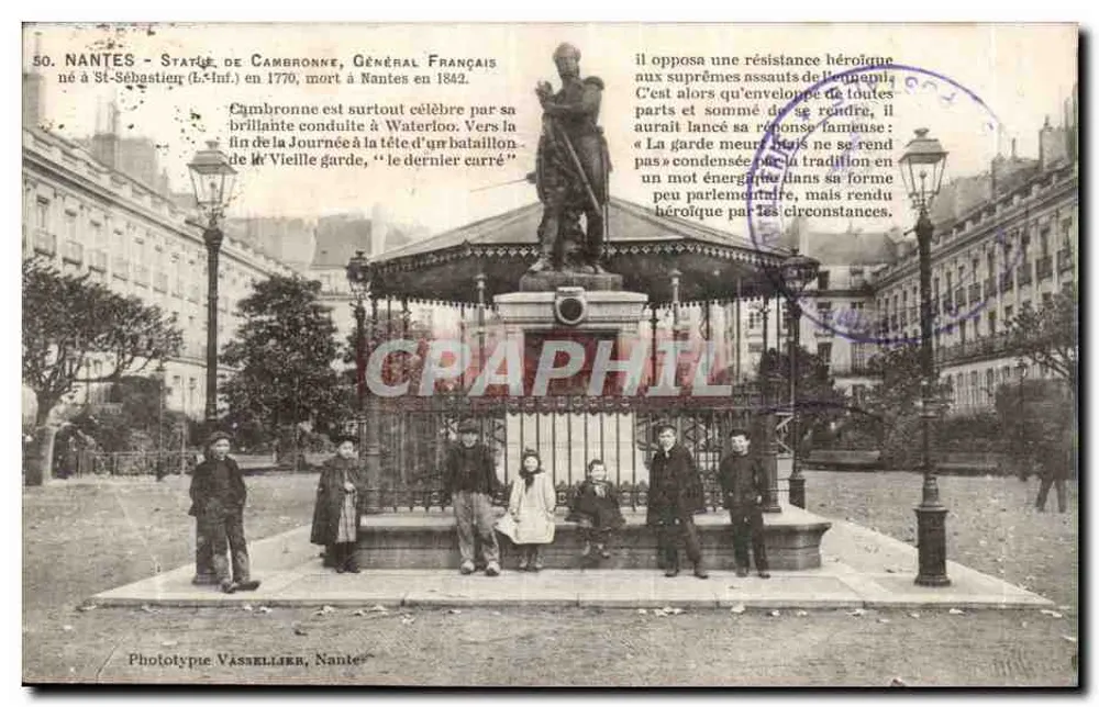 Statue von Cambronne, französischer General — Nantes — Phototype Vasselier, Nantes - Vorderseite