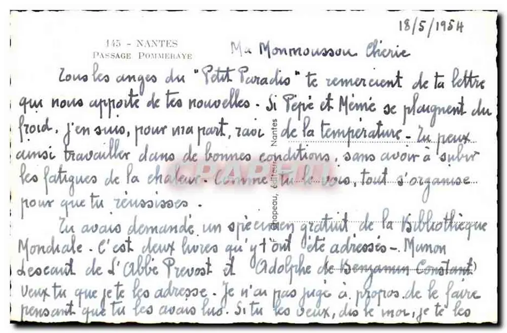 Passage Pommeraye — Nantes — editor Rosy - Verso
