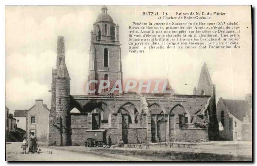 Batz (L.-I.) — Ruinen der Kirche Notre-Dame du Mûrier und Turm von Saint-Guénolé — Sammlung P.-H. — 101 - Vorderseite