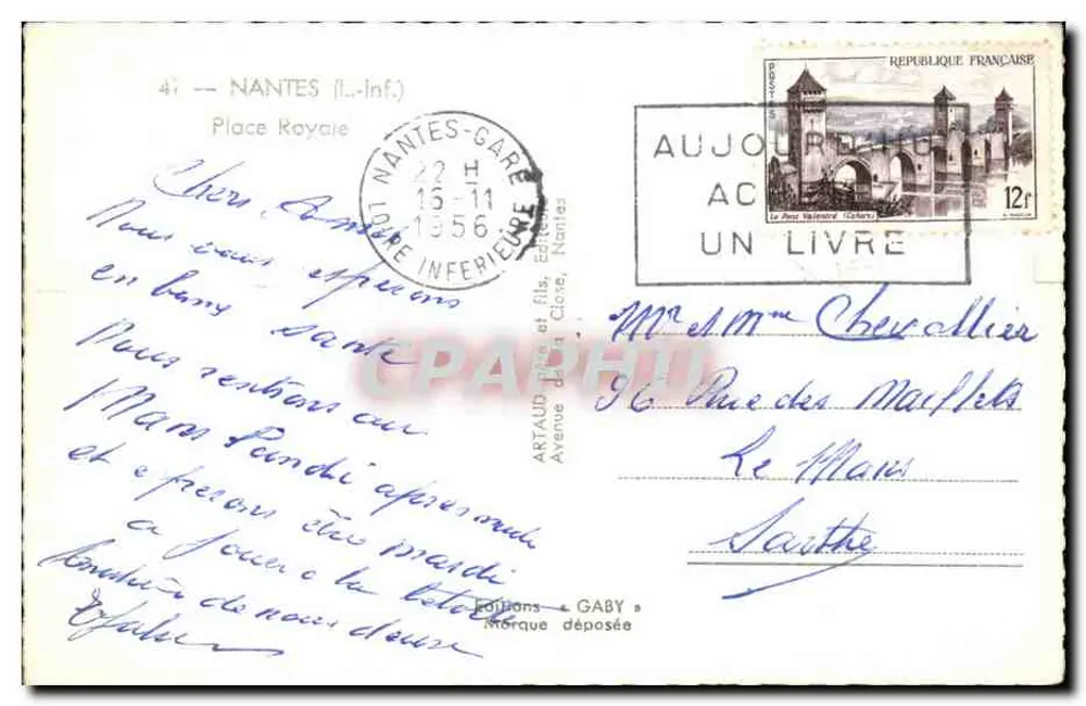 Praça Real — Nantes — Edições Gaby - Verso