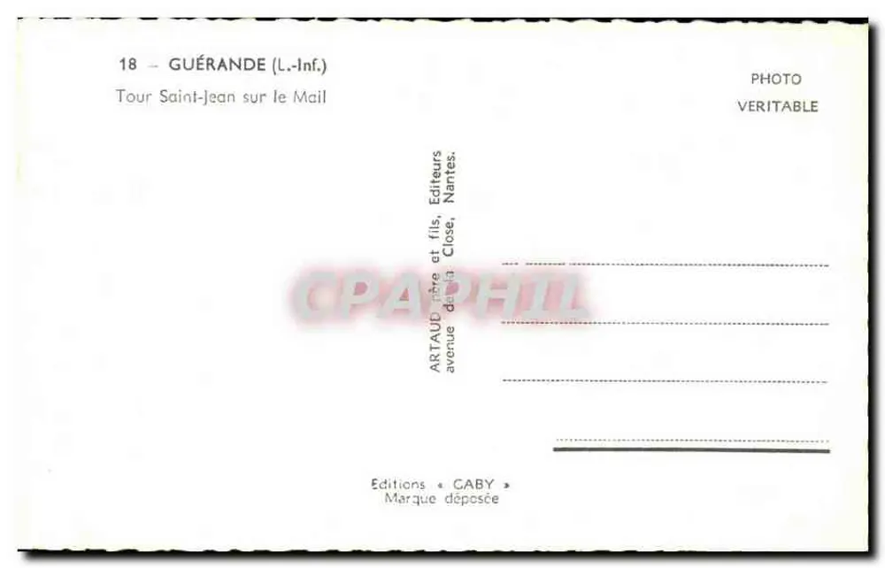 Torre Saint-Jean no Mail — Guérande (Loire-Inférieure) — Éditions Caby - Verso