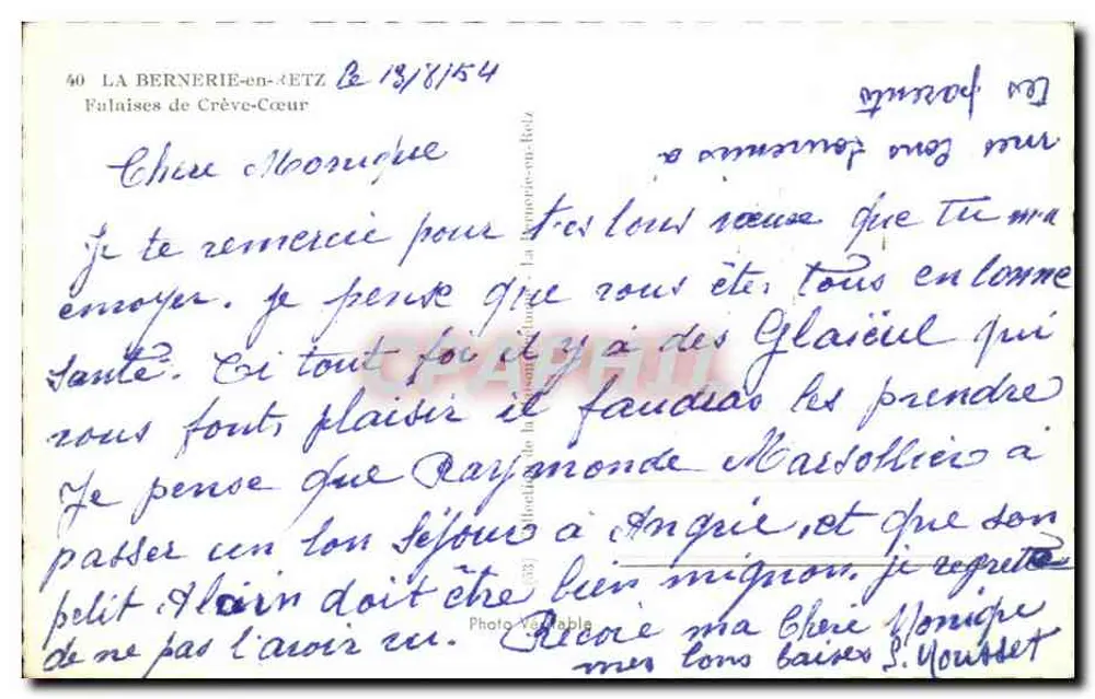 La Bernerie-en-Étretat — Blick auf die Klippen und den Strand — unbekannter Verleger, Nr. 40 - Rückseite