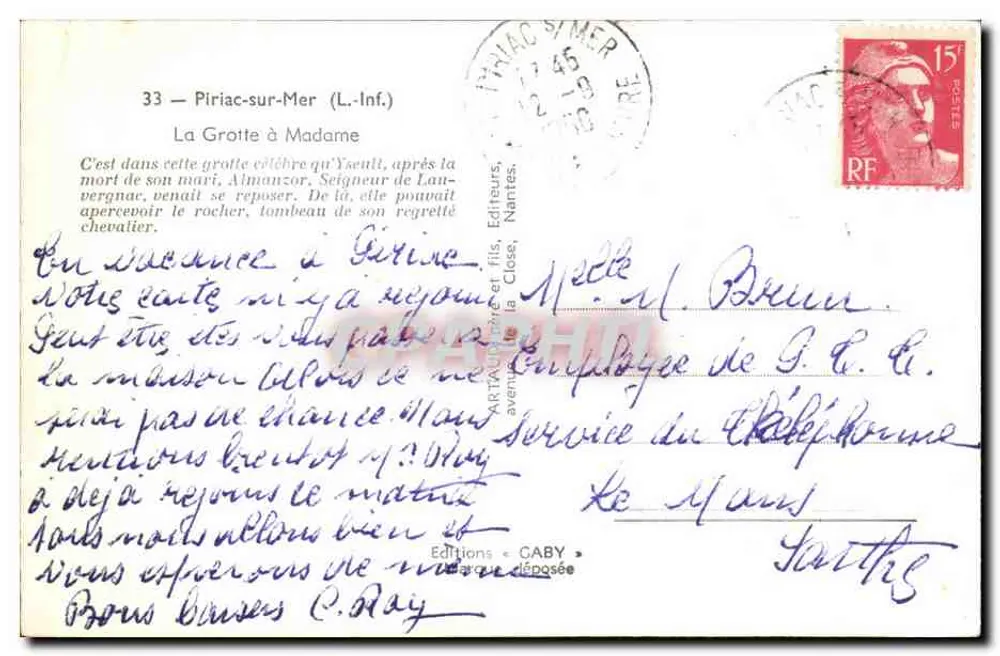 Die Höhle in Piriac-sur-Mer — Verleger Gaby, Nr. 33 - Rückseite