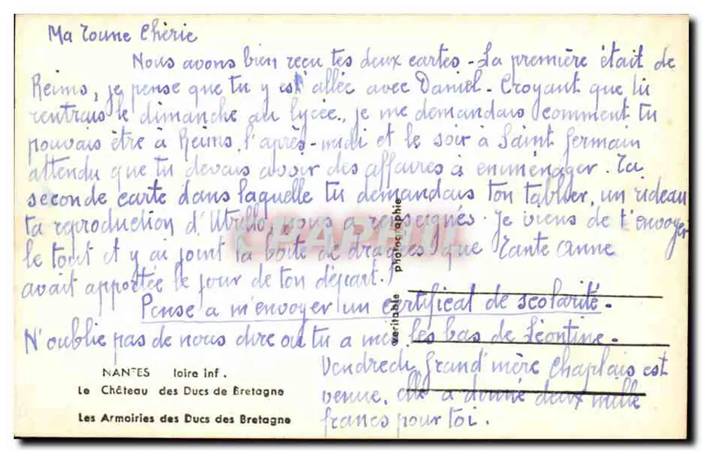 O Castelo dos Duques da Bretanha — Nantes — As Armas dos Duques da Bretanha - Verso