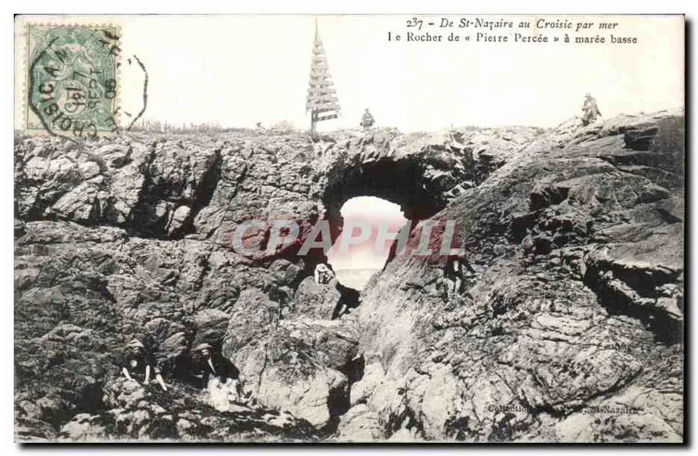 Der Felsen von « Pierre Percée » bei Ebbe — Von St-Nazaire nach Croisic per See — Sammlung von M. Mazalphe - Vorderseite