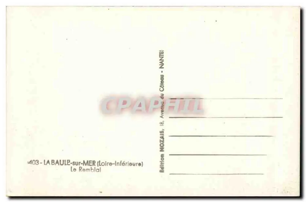 La Baule-sur-Mer — O Remblai — Edição Nozaïs, Nantes - Verso