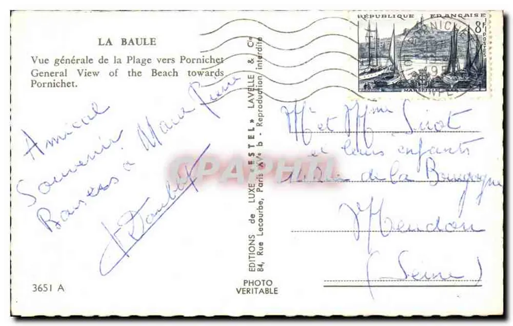 La Baule — Allgemeiner Blick auf den Strand in Richtung Pornichet — Éditions de Luxe Stel & Cie - Rückseite