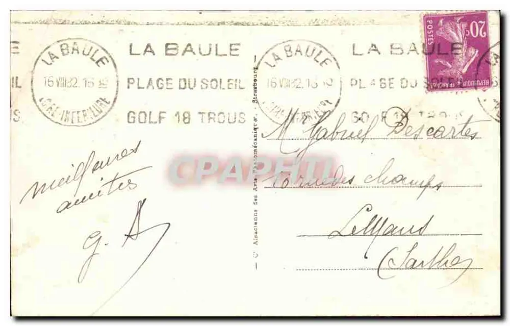 La Baule - O Hotel Hermitage — vista da praia com crianças brincando perto de um balão gigante — editor ARB, n°9 - Verso
