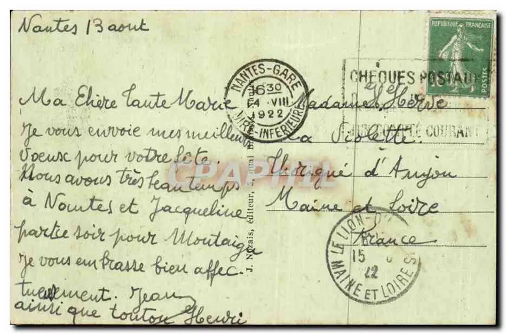 NANTES - Panorama do Porto — J. Nicais, editor, n° 64 - Verso