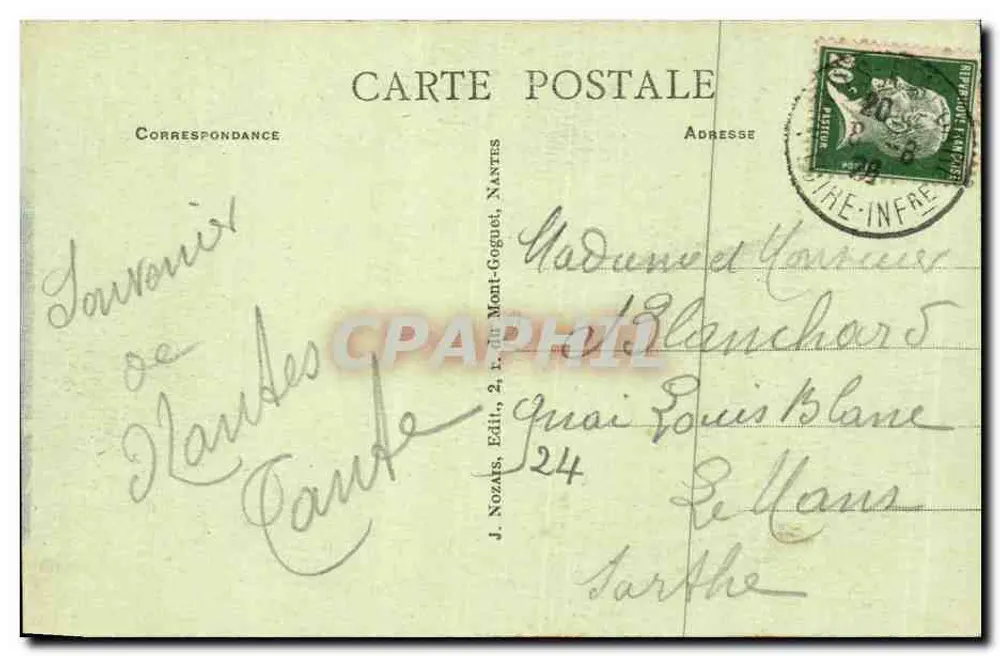 NANTES - Panorama do Porto — série 64, editor J. Nozais, editor do Mont-Goguet - Verso