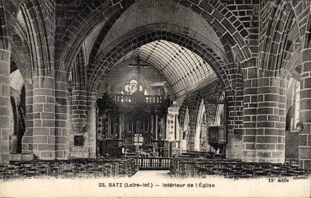 Batz (Loire-Inf.) — Interior da Igreja — P. Chapeau, Imp.-Edit., 8, Bd Pothu-Ortac, Nantes - Frente