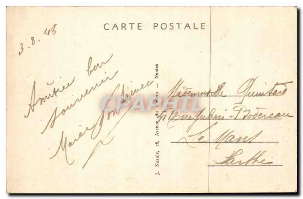 Préfailles — Die Felsen der Plage Maris-Stella — J. Nozais, Nantes - Rückseite