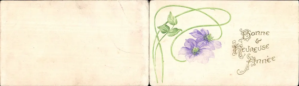 Violette Blumen — Frohes Neues Jahr — Gerny - Vorderseite