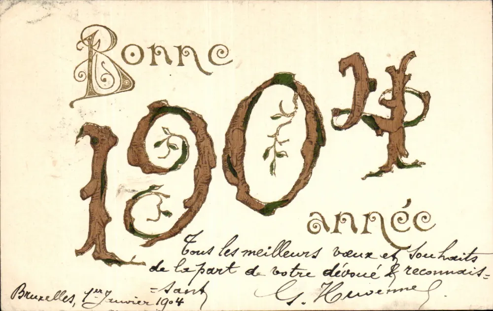 Brüssel — Jahr 1904 — Dekorative Neujahrskarte - Vorderseite