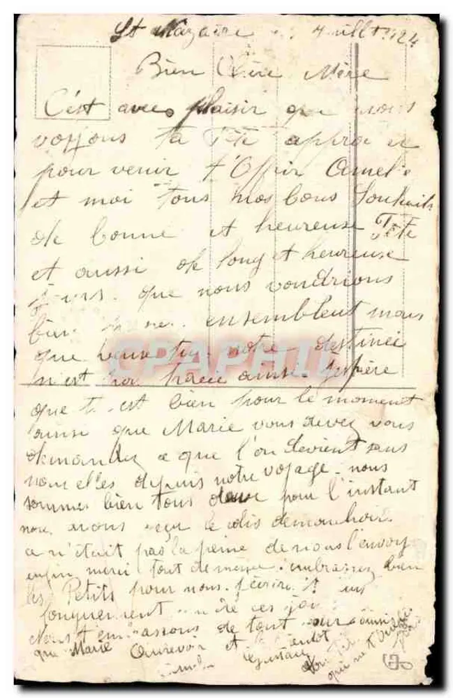 Violetter Iris — Frohe Geburtstagskarte — Antike Ansichtskarte - Rückseite
