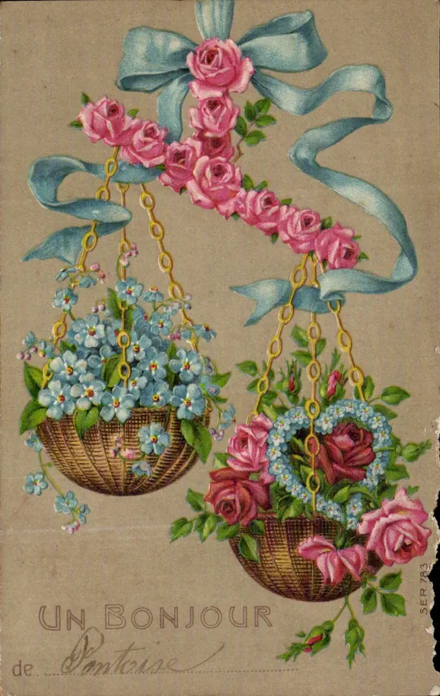 Hängende Blumensträuße — Rosen und Vergissmeinnicht — Verlag Ponteise, N.º SER 783 - Vorderseite