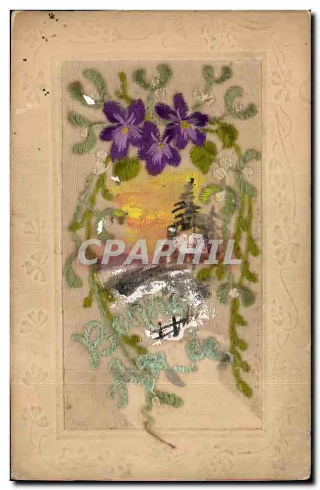 Violetas — paisagem de montanha — carta postal antiga - Frente