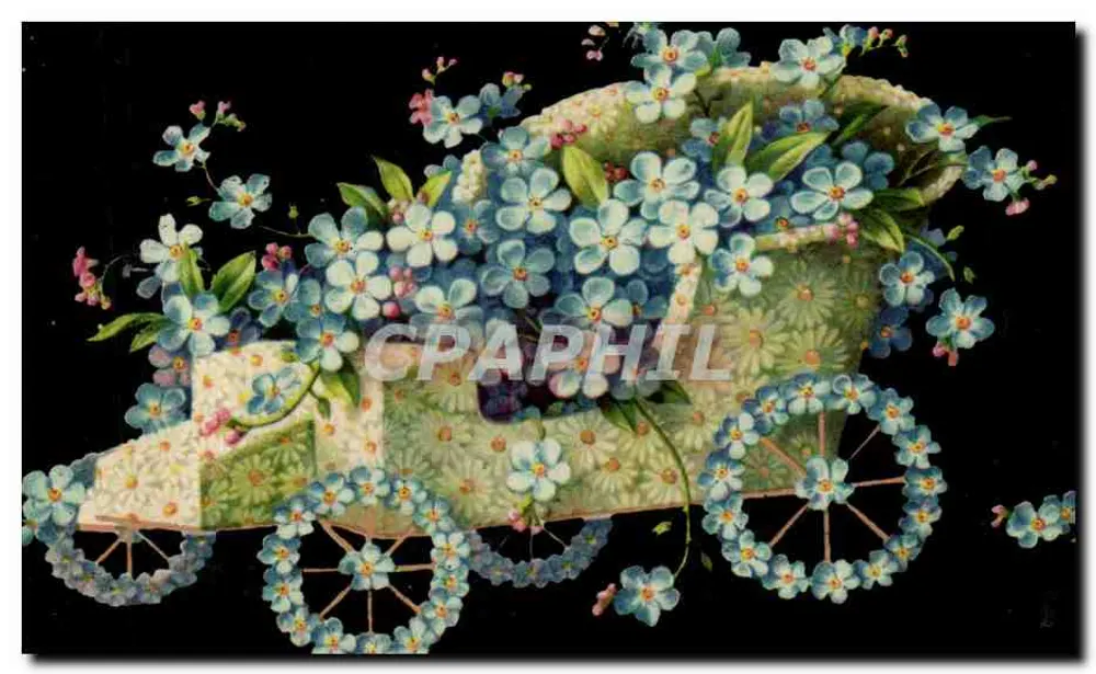 Wagen mit Blumen — Wald der Gedanken — Ansichtskarte - Vorderseite
