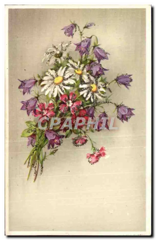 Arranjo de flores — Camomilas, sinos e margaridas — Imprensa Belga - Frente