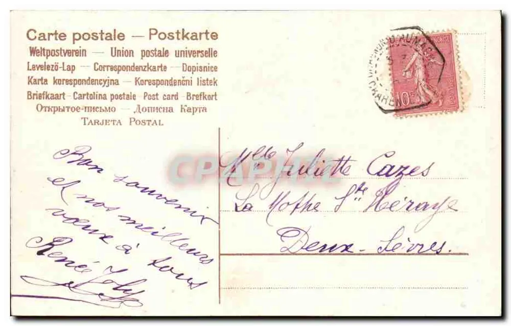 Touce e louro — Melhores desejos para o novo ano — Carta postal universal - Verso