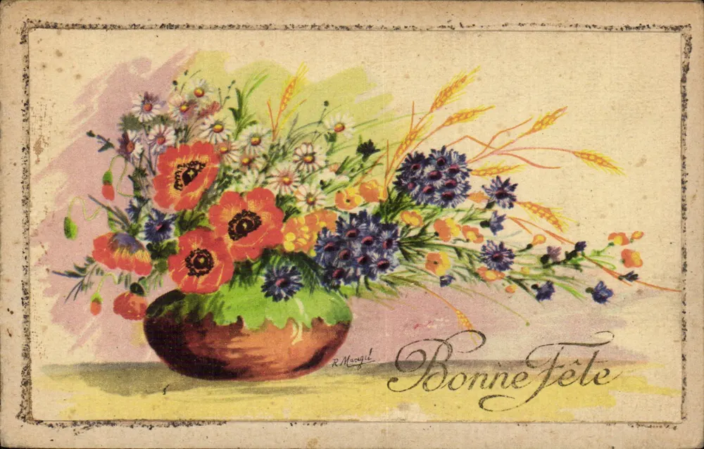 Blumenstrauß — Frohe Geburtstage — R. Morygil - Vorderseite
