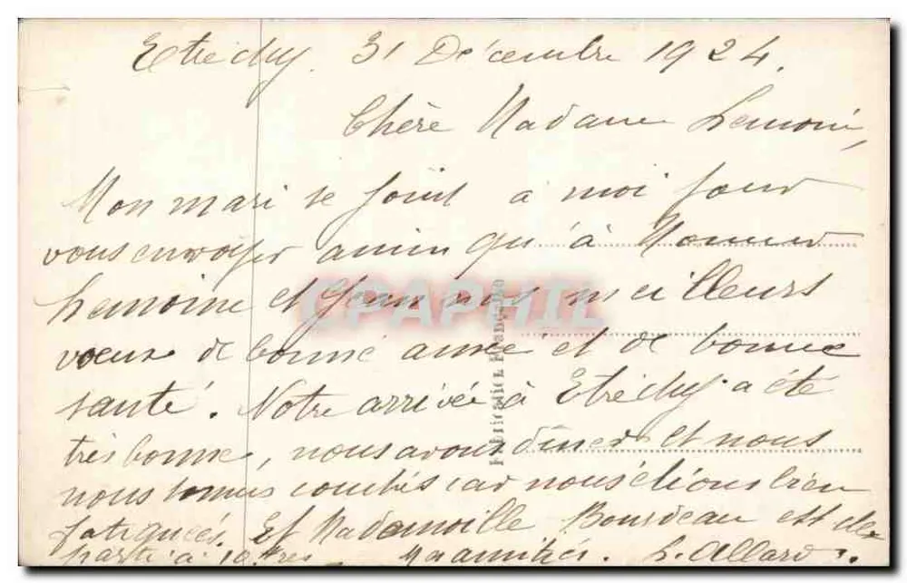 Arranjo de flores — Feliz Ano — E.R. Paris, n° 623 - Verso