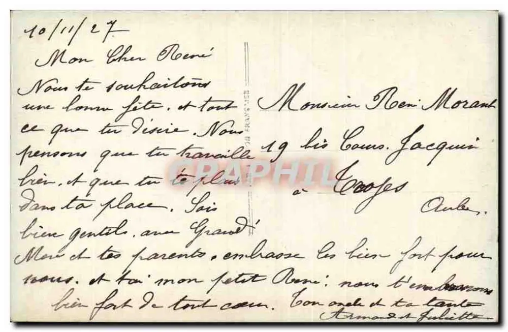 Violetter Blumenstrauß — Landschaft mit Kirche — unbekannter Verlag, Nr. 4929 - Rückseite