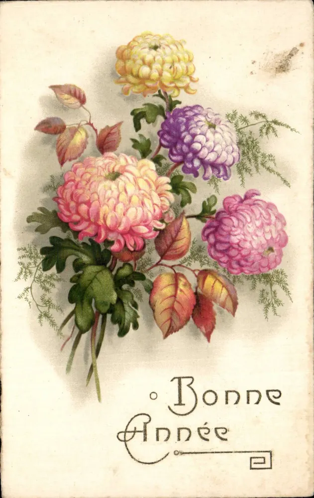 Chrysanthemenstrauß — Frohes Neues Jahr — Nr. 3091 - Vorderseite
