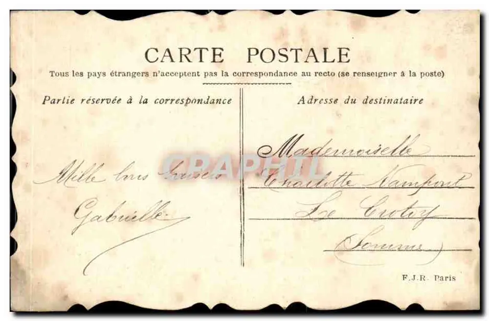 Blumen- und Vögel-Bouquet — Erinnerung an Freundschaft — F.J.R. Paris - Rückseite