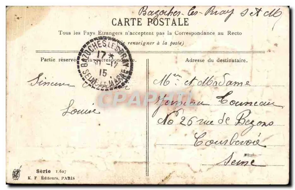 Margeriten in einem Korb — Verlag K.F. Éditeurs, Paris, Serie 1.627 - Rückseite