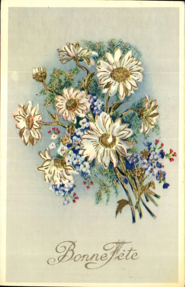 Arranjo de margaridas e flores — Boa Festa — Editor Écarma, n° não visível - Frente
