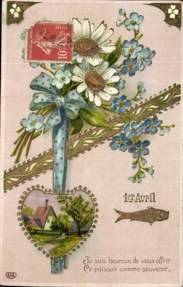 Arranjo de flores — 1º de Abril — Editor EAS - Frente