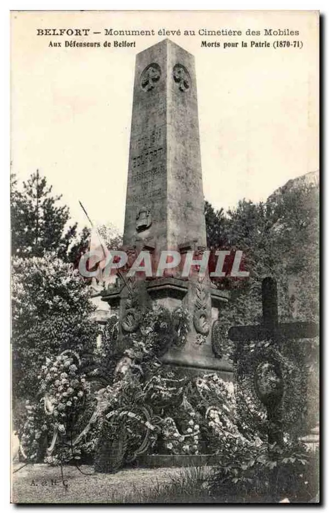 Belfort — Denkmal errichtet am Cimetière des Mobiles — Den Verteidigern von Belfort — Gefallen für das Vaterland (1870-71) - Vorderseite