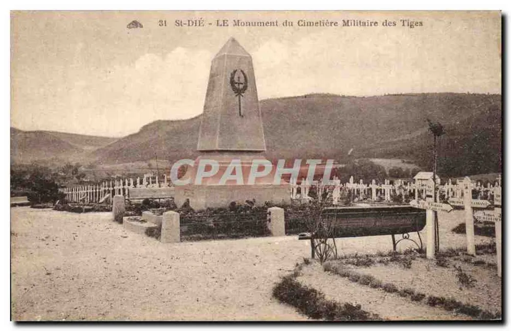 St-Dié - O Monumento do Cemitério Militar das Tiges - Frente