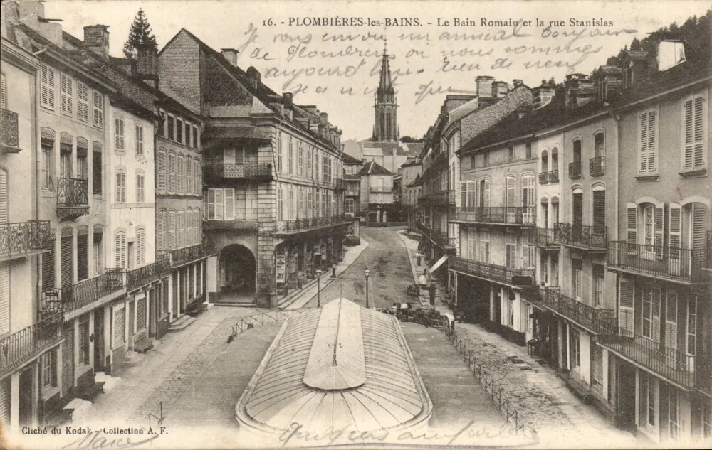 PLOMBIÈRES-les-BAINS — Das römische Bad und die Straße Stanislas — Kodak Cliché — Sammlung A.F. - Vorderseite