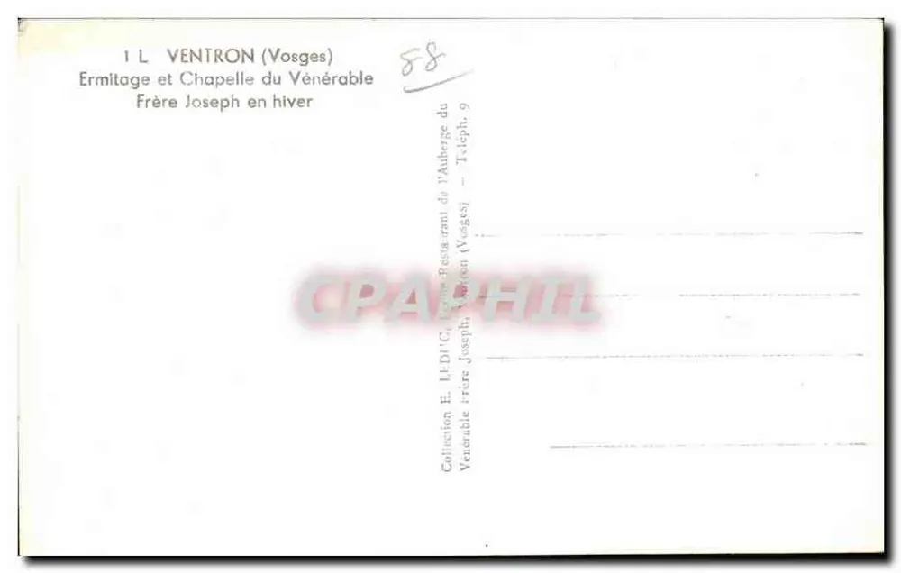 L Ventron (Vosges) — Hermitage und Kapelle des Ehrwürdigen Bruders Joseph im Winter — Verleger E. L.D.P.C. - Rückseite