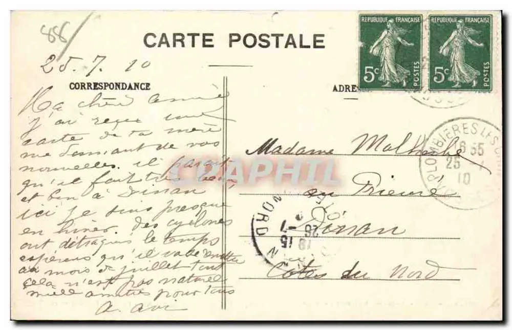 Plombières-les-Bains — Ansicht des römischen Bades und der Straße Stanislas — Louis Kastaner, Verlag - Rückseite