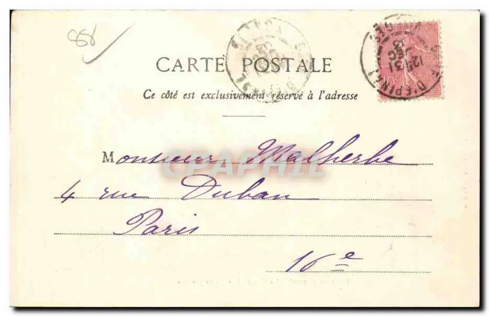 Omgeving van Epinal - De Moselle bij La Roche Pointue — E. Jacques, uitg. Epinal - Achterkant
