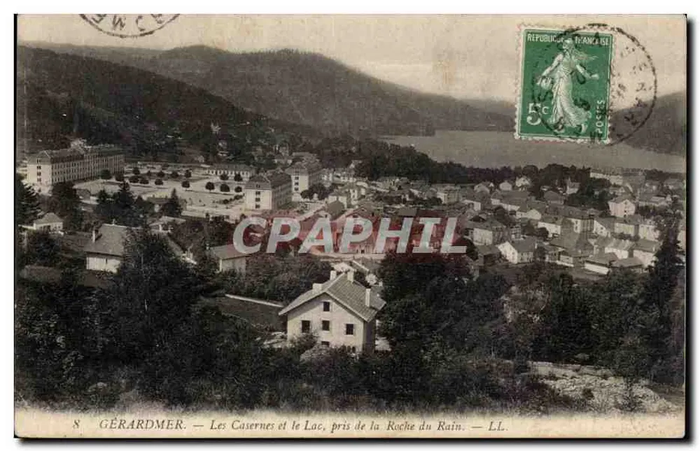 Gérardmer — As Casernas e o Lago, tirado da Roche du Rain — LL. - Frente