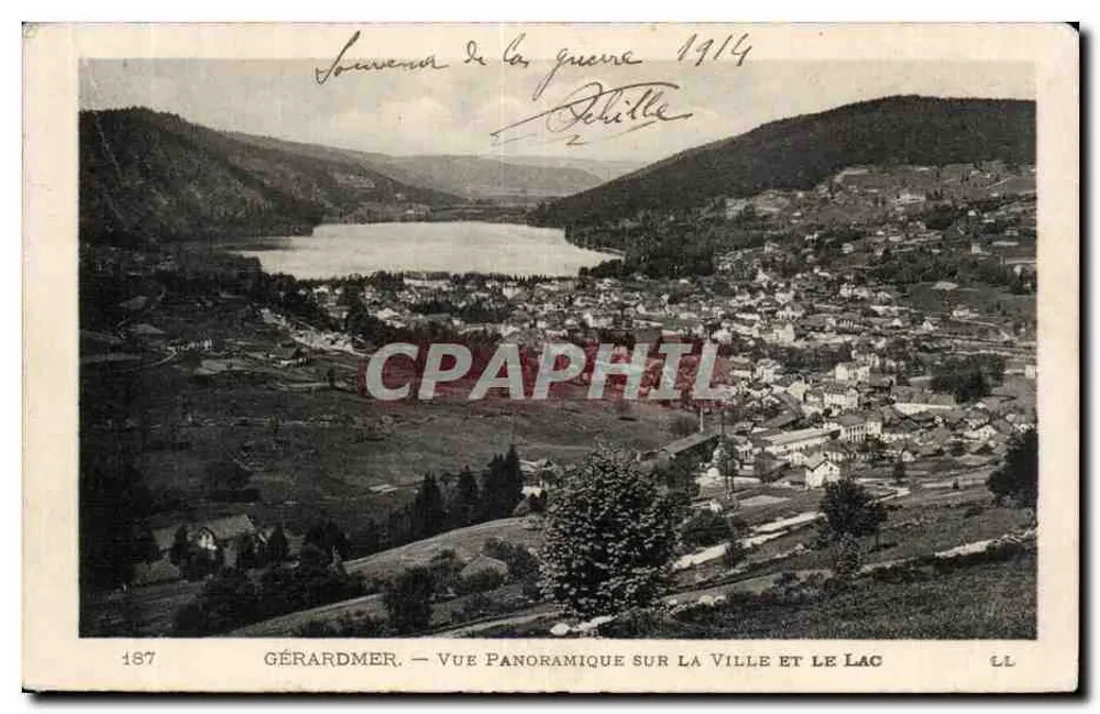 Gérardmer — Panoramablick auf die Stadt und den See — Verlag LL, Nr. 187 - Vorderseite