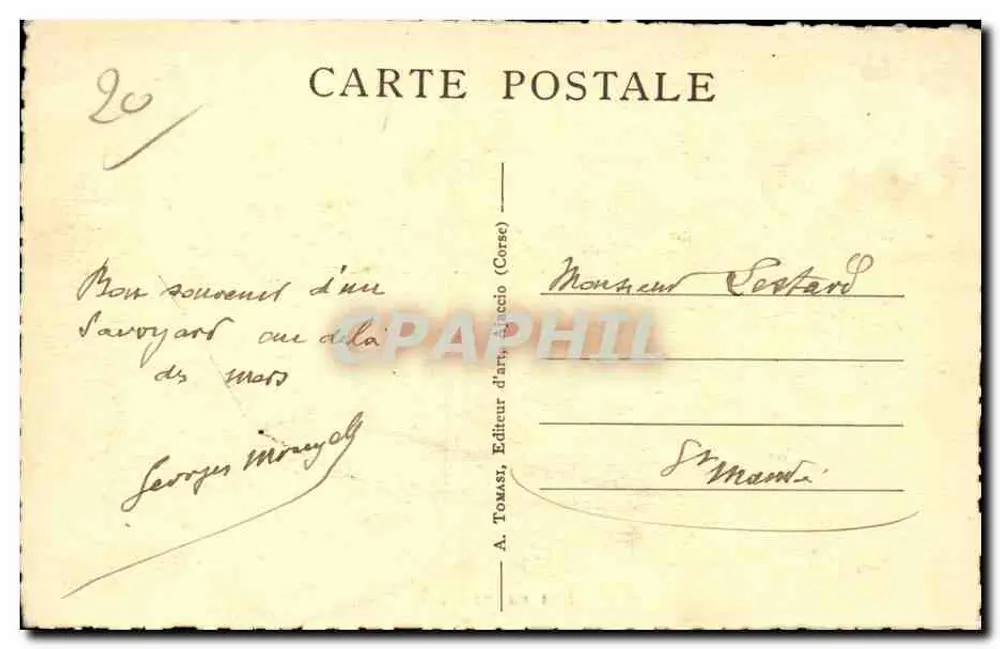 Calvi (Korsika) — Ansicht des Hafens und des Schlosses — A. Touast, Verleger, Nr. 1054 - Rückseite