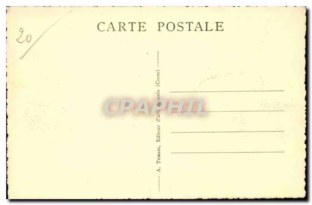 Calvi (Korsika) — Ansicht des Hafens und des Schlosses — A. Tomas, Kunstverlag, Ajaccio (Korsika) n° 1054 - Rückseite