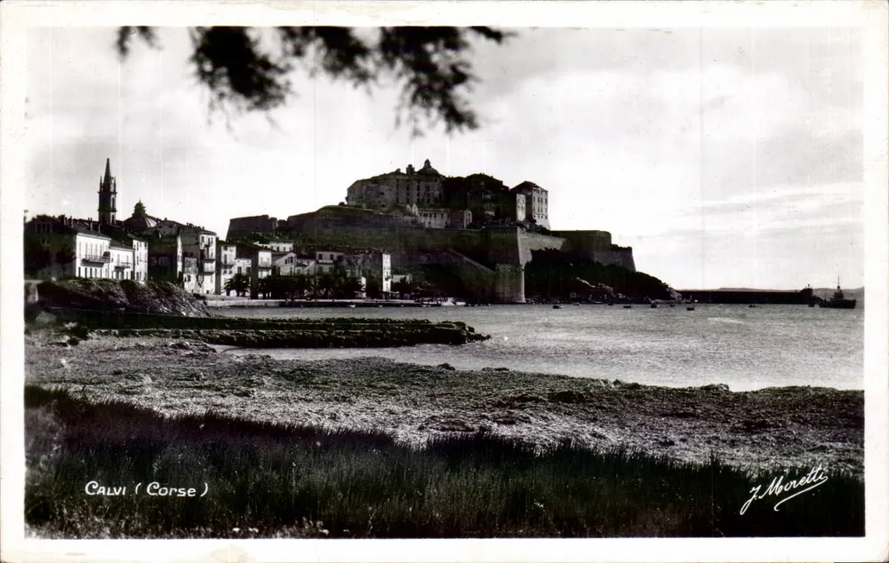 Calvi (Korsika) — Blick auf den Hafen und das Schloss — J. Moretti - Vorderseite