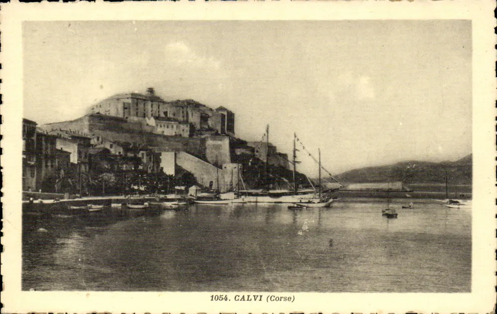 Calvi (Korsika) — Ansicht des Hafens und des Schlosses — A. Tomasi, Ajaccio (Korsika), Nr. 1054 - Vorderseite