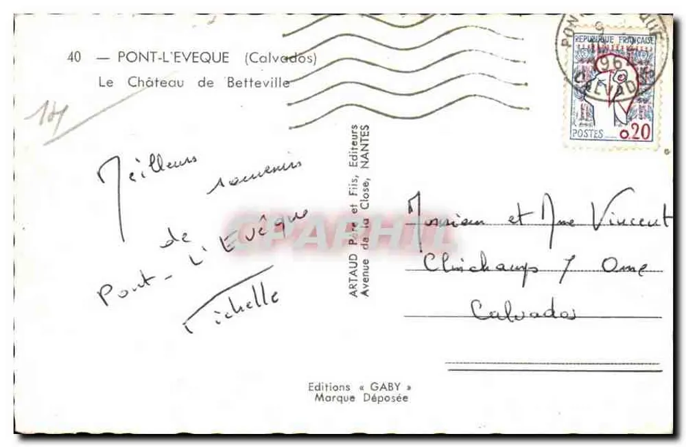 Schloss Betteville — Pont-l'Évêque (Calvados) — Éditions Gaby - Rückseite