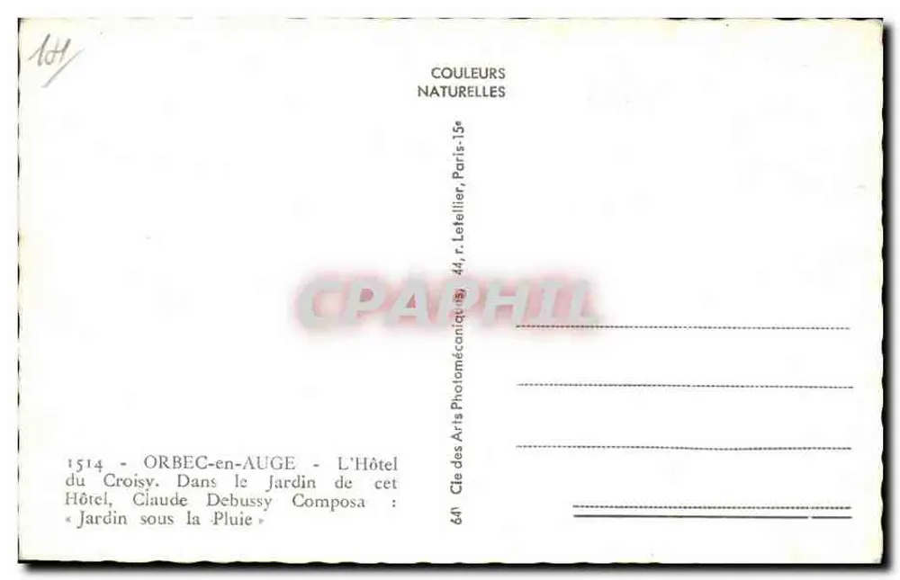 Hôtel du Croisy — Orbec-en-Auge — Verlag Cap - Rückseite