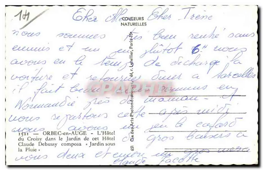 Orbec-en-Auge — Das Hotel du Croisy — Garten von Claude Debussy — Verleger Cap - Rückseite