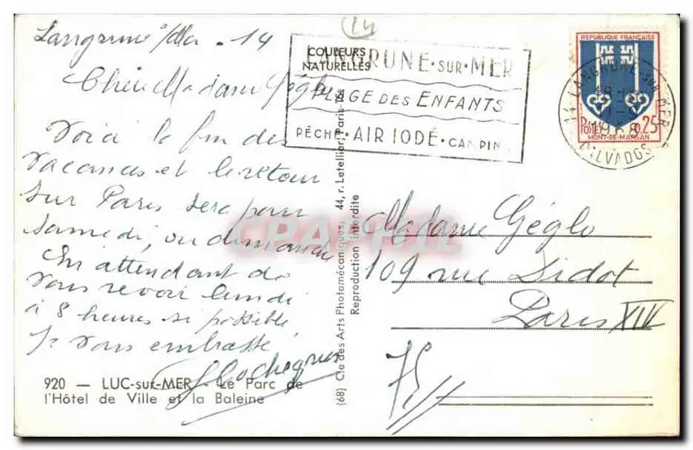Die Kinder-Schule — Park des Rathauses und die Wale — Luc-sur-Mer - Rückseite