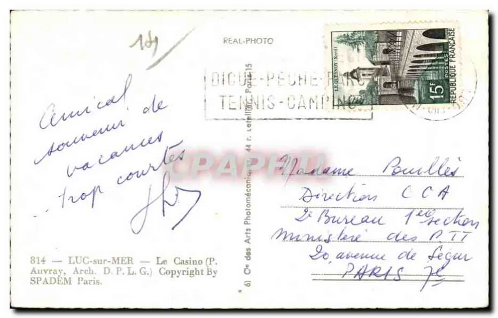 Lug-sur-Mer — O Casino — SPADEM Paris - Verso