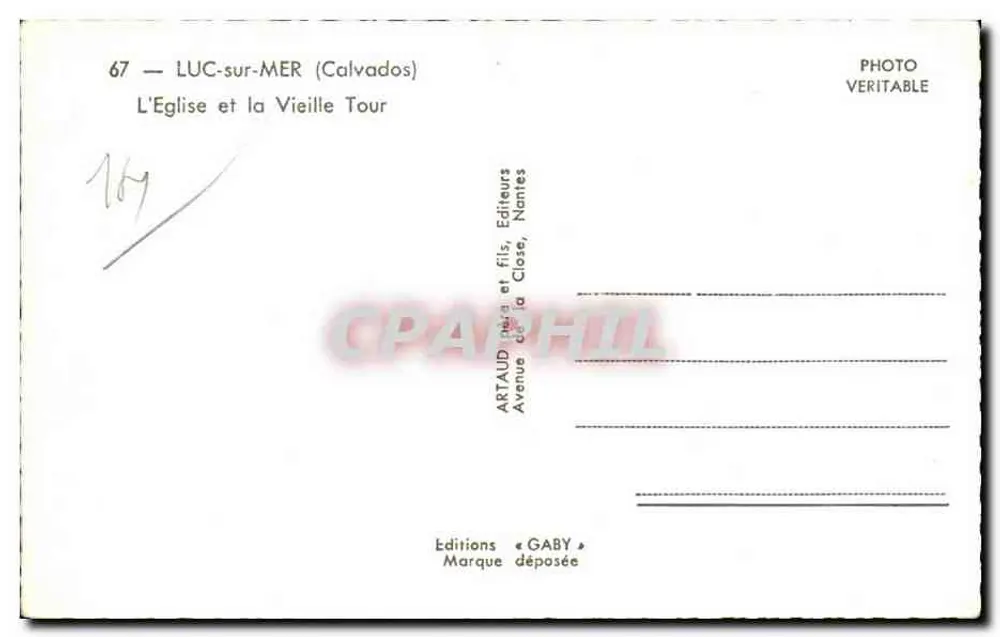 Luc-sur-Mer — L'Église et la Vieille Tour — Éditions Gaby - Rückseite